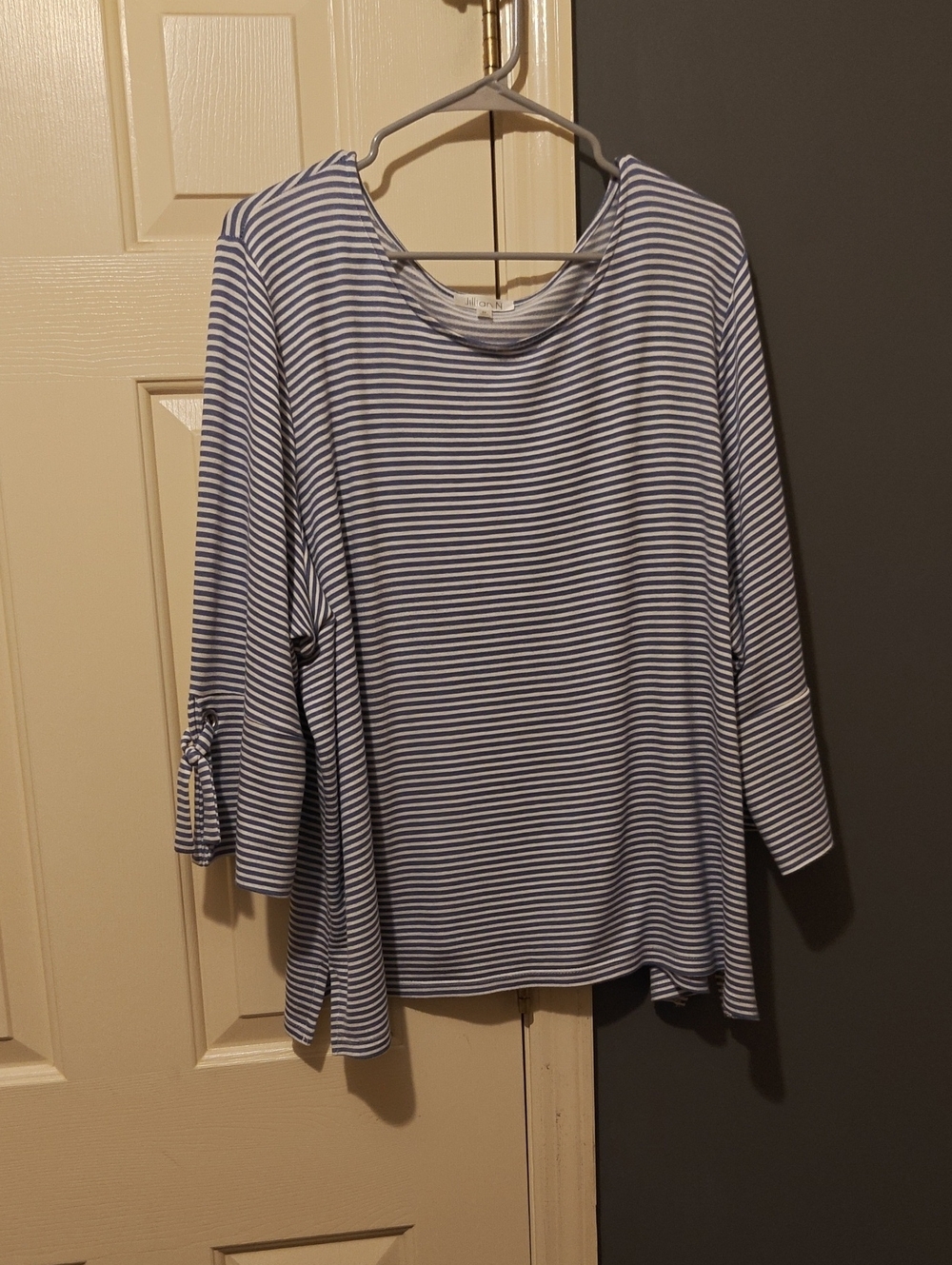 Striped Boatneck Women's Top - Blue and White
